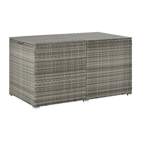 Polyrattan Auflagenbox Ikaria grau mit Deckel 950 Liter