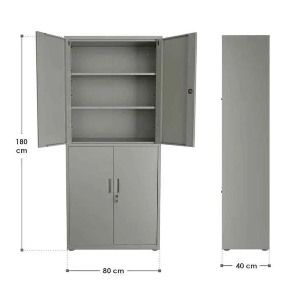 Aktenschrank Büroschrank aus Metall Hellgrau