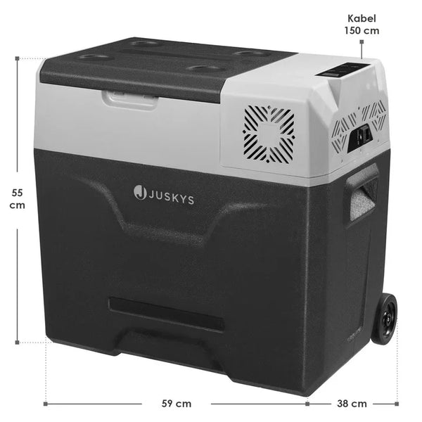 Kompressor Kühlbox Yukon 50 l mit 12/24 & 230 V Anschluss, App-Steuerung und USB-Ladebuchse - Grau