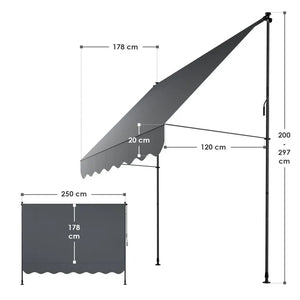 Klemmmarkise Kapstadt 250x120 cm Grau