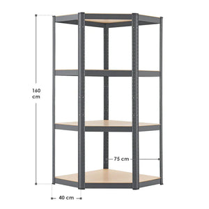 Eckregal Lagerregal Corner Easy 160 x 75 x 40-75 cm Grau
