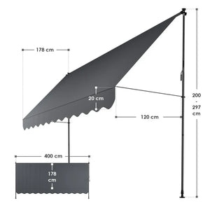 Klemmmarkise Kapstadt 400x120 cm Grau