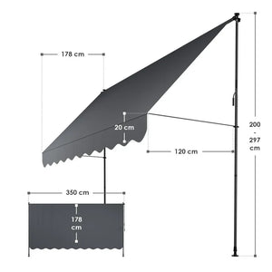 Klemmmarkise Kapstadt 350x120 cm Grau