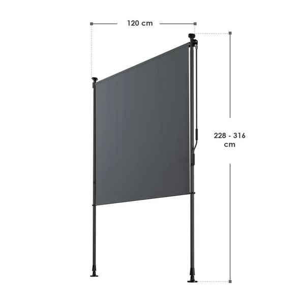 Senkrechtmarkise Barbados 120x310 cm Grau