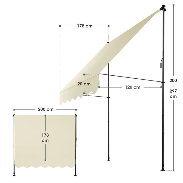 Klemmmarkise Kapstadt 200x120 cm Beige