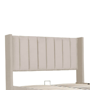 Polsterbett Savona 140x200 cm aus Samt Beige