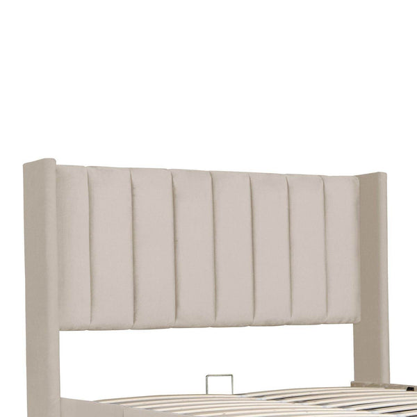 Polsterbett Savona 140x200 cm aus Samt Beige
