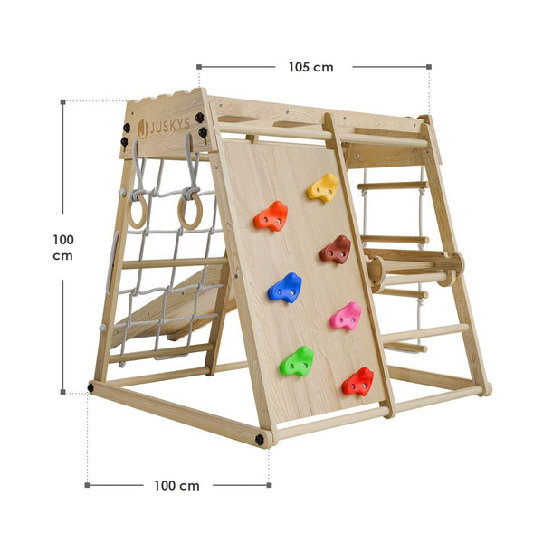 Mini Klettergerüst für Kinder mit Rutsche - Natur