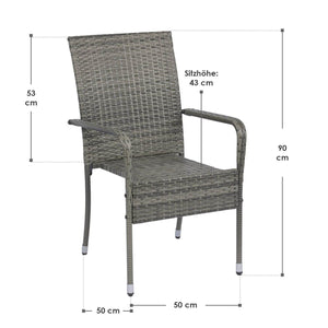 Polyrattan Gartenstühle Yoro 4er Set Grau