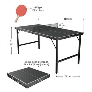 Mini Tischtennisplatte Flexi mit Zubehör - Schwarz, Silber
