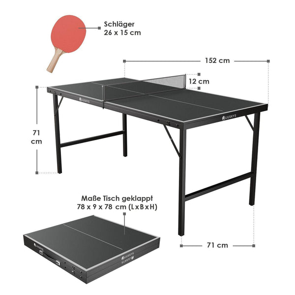 Mini Tischtennisplatte Flexi mit Zubehör - Schwarz, Silber