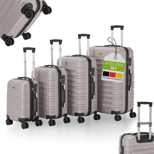 Hartschalen Kofferset Rom - Champagner 4-teiliges Set mit schlagfester ABS-Hartschale und 360° Rollen