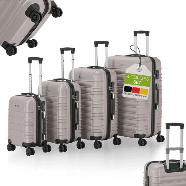 Hartschalen Kofferset Rom - Champagner 4-teiliges Set mit schlagfester ABS-Hartschale und 360° Rollen