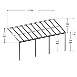 Terrassenüberdachung Dach Borneo 6x3 m Grau