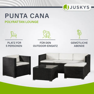 4-teilig Polyrattan Lounge Sitzgarnitur Punta Cana L schwarz