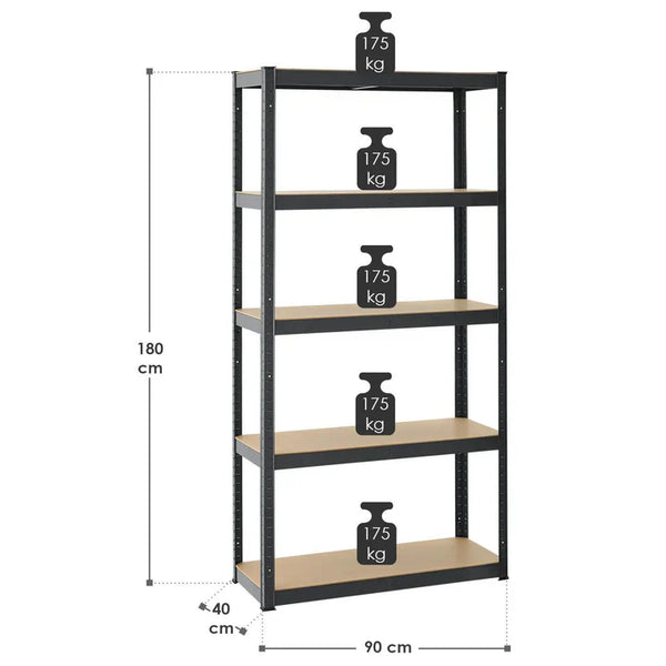 2er Set Lagerregal Basic 180 x 90 x 40 cm in Grau