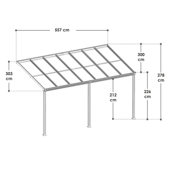 Terrassenüberdachung Terrassendach Borneo 5,5x3 m Grau