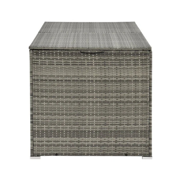 Polyrattan Auflagenbox Ikaria grau mit Deckel 950 Liter
