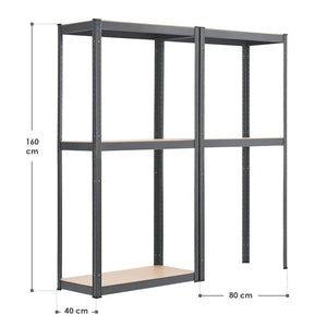 Lagerregal Easy 2er Set 160 x 80 x 40 cm Grau