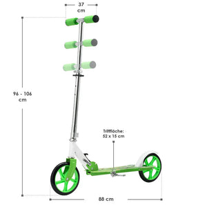 Cityroller Scooter mit XXL Rädern, Fußständer Hinterradreibungsbremse