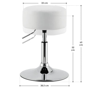 Schminktisch-Hocker Höhenverstellbar Tonia Weiss-Silber