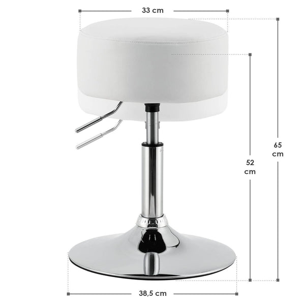 Schminktisch-Hocker Höhenverstellbar Tonia Weiss-Silber