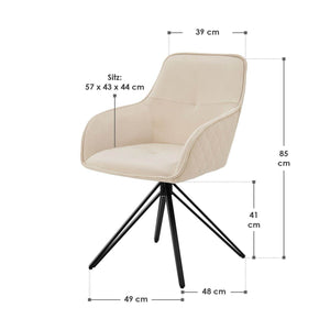 Esszimmerstuhl Drehstuhl Clyde mit Armlehne Samt Beige