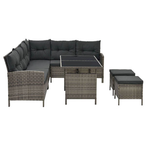 Polyrattan Lounge Manacor Gartenmöbel-Set Grau-meliert/Grau