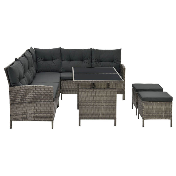 Polyrattan Lounge Manacor Gartenmöbel-Set Grau-meliert/Grau