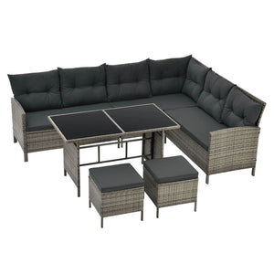 Polyrattan Lounge Manacor Gartenmöbel-Set Grau-meliert/Grau