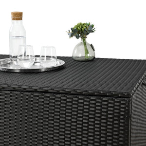 Polyrattan Auflagenbox Ikaria schwarz mit Deckel 950 Liter