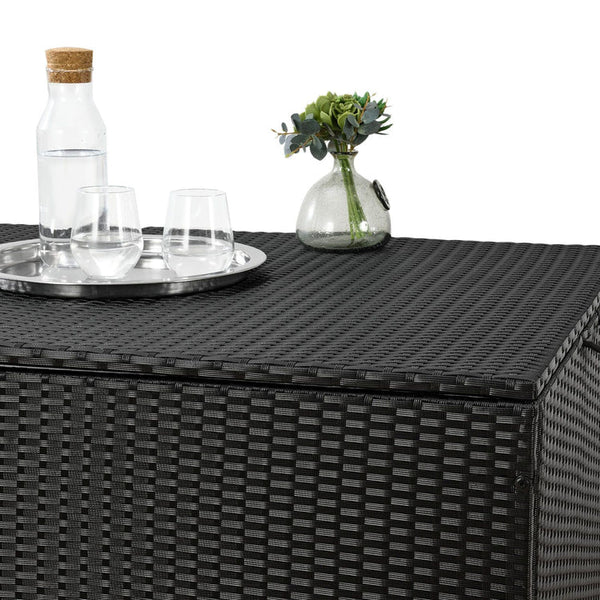 Polyrattan Auflagenbox Ikaria schwarz mit Deckel 950 Liter