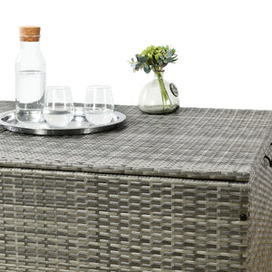 Polyrattan Auflagenbox Ikaria grau mit Deckel 950 Liter