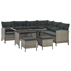 Polyrattan Lounge Manacor Gartenmöbel-Set Grau-meliert/Grau