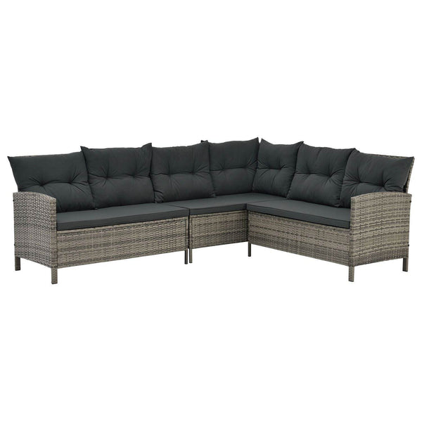 Polyrattan Lounge Manacor Gartenmöbel-Set Grau-meliert/Grau