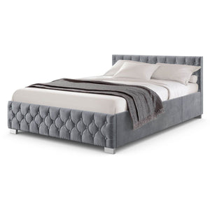 LED Polsterbett Nizza 180x200 cm Bettkasten Grau
