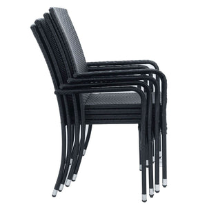 Polyrattan Gartenstühle Yoro 4er Set Schwarz