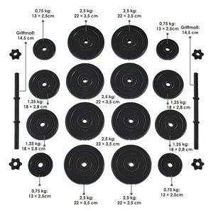 2er Hantelset 30kg 16 Gewichtsscheiben
