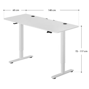 Elektrisch verstellbarer Schreibtisch 140x60 cm in Weiss