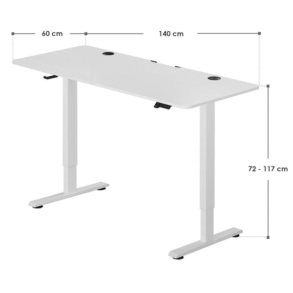 Elektrisch verstellbarer Schreibtisch 140x60 cm in Weiss