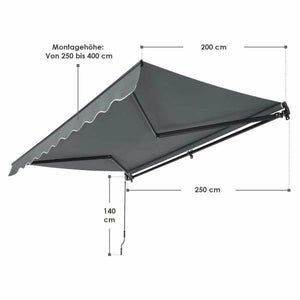 Gelenkarmmarkise 250 x 200 cm mit Kurbel Grau