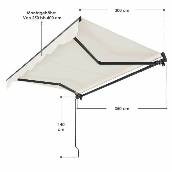 Gelenkarmmarkise 350 x 300 cm mit Kurbel Beige