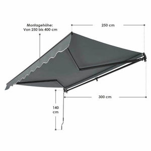 Gelenkarmmarkise 300 x 250 cm mit Kurbel Grau