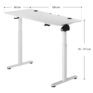Elektrisch verstellbarer Schreibtisch 120x60 cm Weiss