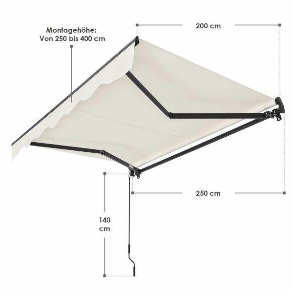 Gelenkarmmarkise 250 x 200 cm mit Kurbel Beige