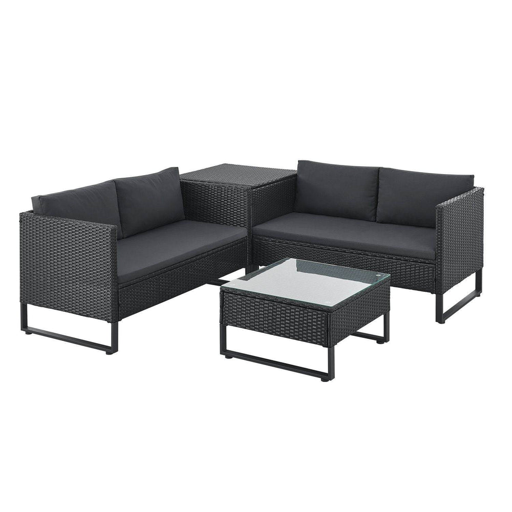 Modulare Polyrattan Lounge Santorini Schwarz