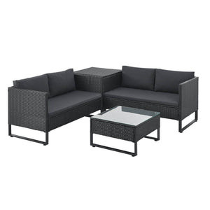 Modulare Polyrattan Lounge Santorini Schwarz