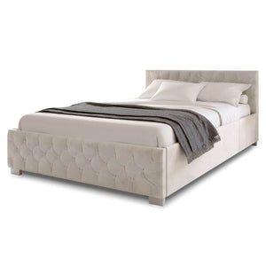 LED Polsterbett Nizza 140x200 cm Bettkasten Beige