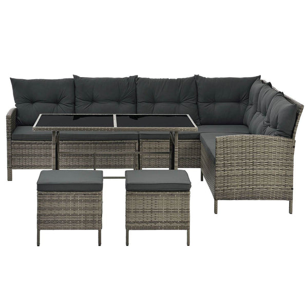 Polyrattan Lounge Manacor Gartenmöbel-Set Grau-meliert/Grau