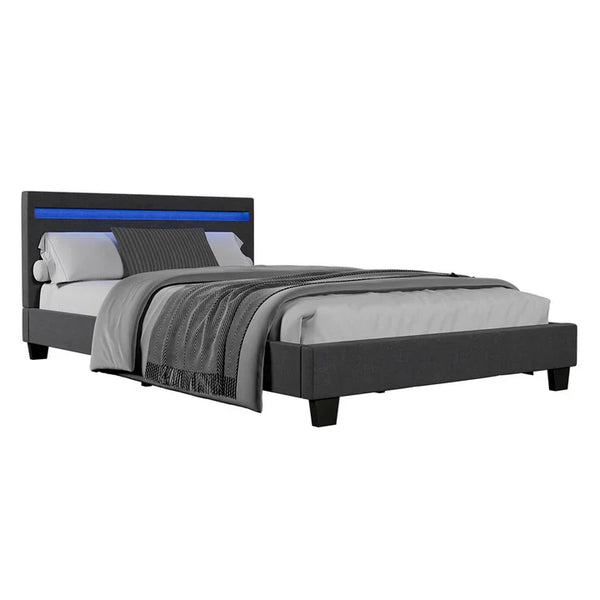 LED Polsterbett Verona 120 x 200 cm grau